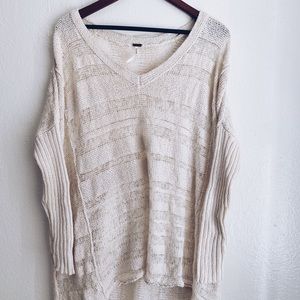 Free People beige high-low knit sweater